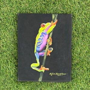 Vibrant Rainbow Tree Frog Oil on Canvas Art Melissa Howard Jones artist